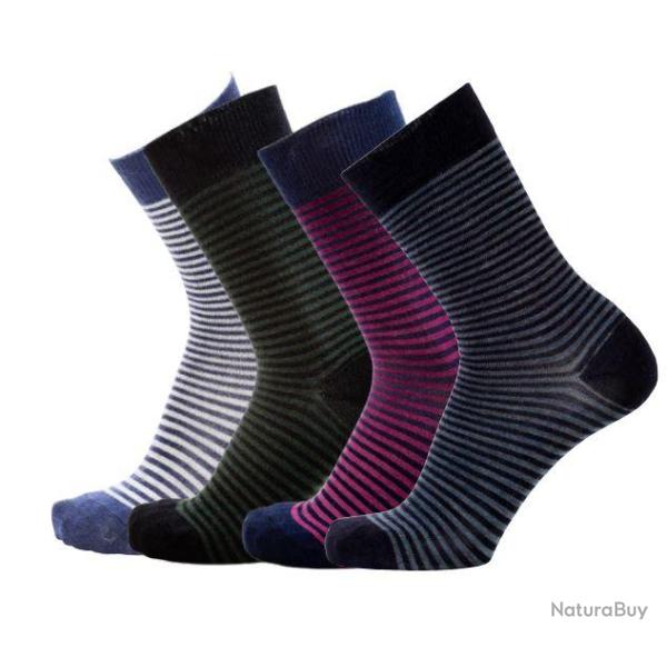Chaussettes chaudes laine fines 75 ray�es ou unies pour Homme 40/45 ray� marine&blanc court/mollet