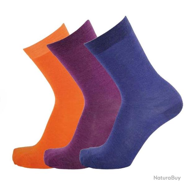 Chaussettes chaudes laine fines 75 ray�es ou unies pour Homme orange papaye 40/45 court/mollet