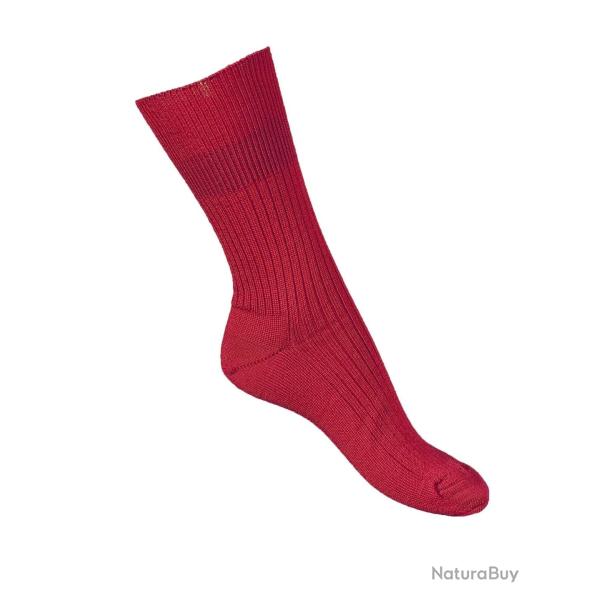 Chaussettes chaudes femme et homme 85 laine m�rinos non comprimantes rouge 37/39
