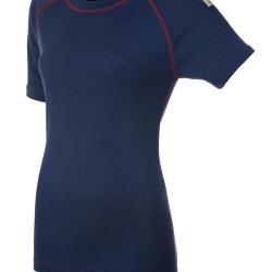 Tee shirt chaud femme manches courtes pure laine m&eacute;rinos bleu XS (extra small) bleu nuit