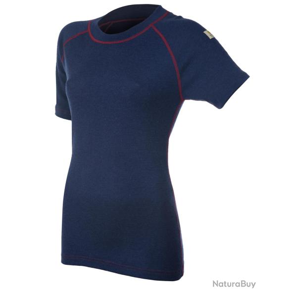 Tee shirt chaud femme manches courtes pure laine m�rinos bleu XS (extra small) bleu nuit