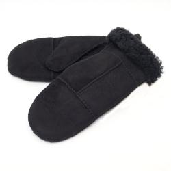 Moufles homme et femme chaudes en peau d agneau retourn&eacute;e noir cm