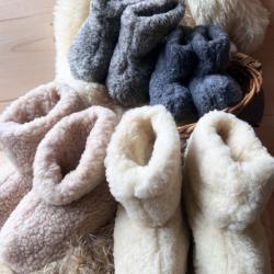 Chaussons boots chauds en pure laine blanc &eacute;cru 47/48