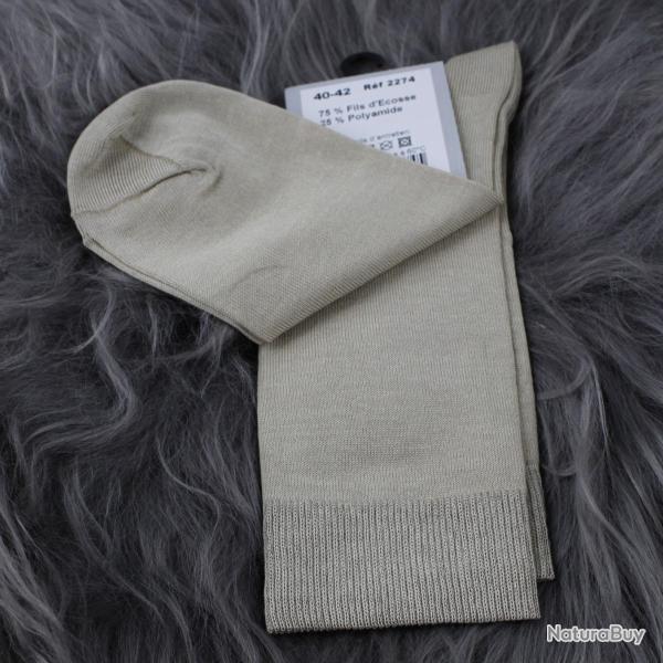 Chaussettes de ville homme fil d'�cosse haute qualit� 40/42 beige