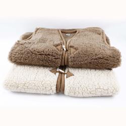 Gilet de Berger chaud pure laine &agrave; brandebourg camel 2