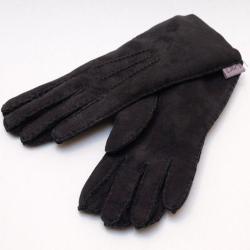 Gants chauds luxueux peau d agneau lain&eacute;e type aviateur noir cm