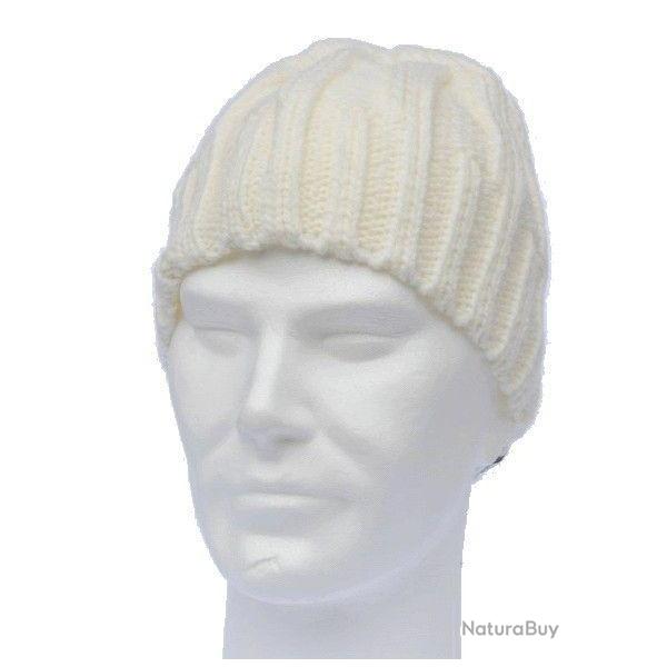 Bonnet homme chaud laine torsade blanc �cru