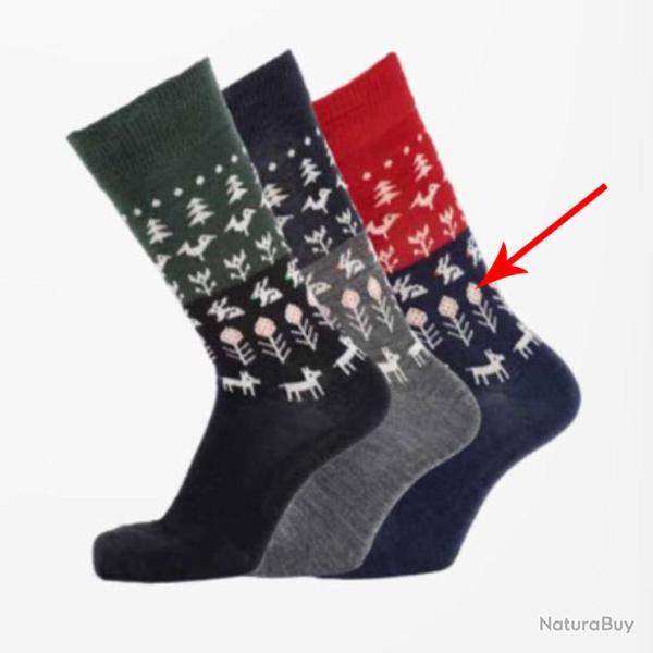 Chaussettes chaudes cr�ateurs laine m�rinos 78 fantaisie 35/39 Nature Marine