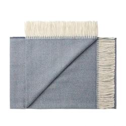 Plaids pure laine Baby ALPAGA rayures ou chevrons bleu p&eacute;trole
