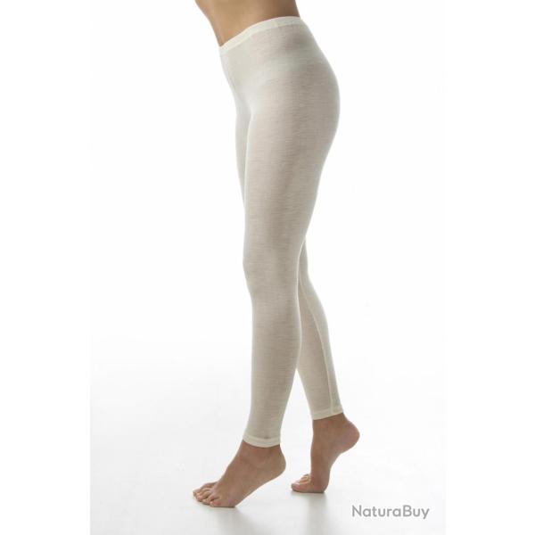 Leggings femme laine m�rinos et soie noir, �cru, gris blanc �cru 2XL