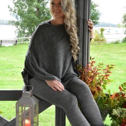 Leggings femme laine m&eacute;rinos et soie noir, &eacute;cru, gris gris XS (extra small)