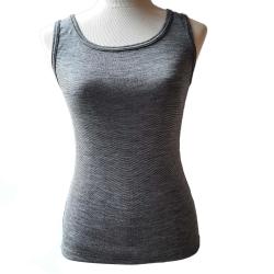 D&eacute;bardeur Top femme laine m&eacute;rinos et soie noir gris chin&eacute; XS (extra small)