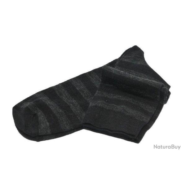 Chaussettes ville homme laine m�rinos 80 � rayures 46-48 gris & noir