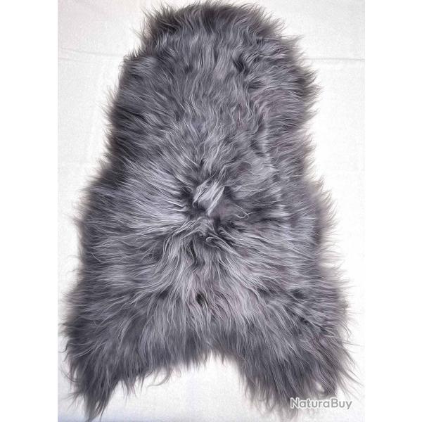 Peaux de mouton islandais tannage v�g�tal grande taille gris, brun, �cru gris 100-110 cm