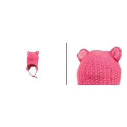 Bonnet chaud b&eacute;b&eacute; en laine m&eacute;rinos rose ou bleu rose 47/49