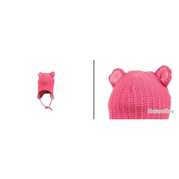 Bonnet chaud b�b� en laine m�rinos rose ou bleu rose 47/49