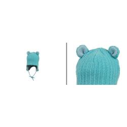 Bonnet chaud b&eacute;b&eacute; en laine m&eacute;rinos rose ou bleu bleu 49/51