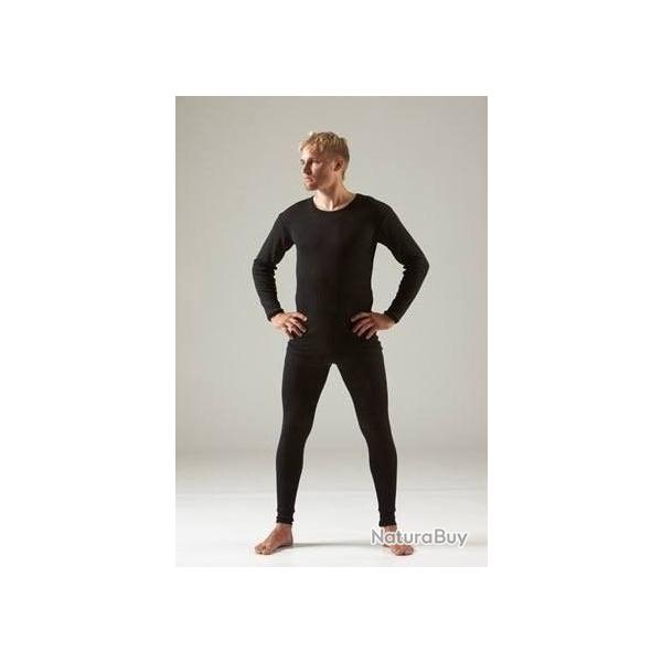 Maillot homme en laine et soie noir bleu �cru gris manches longues noir  XS (extra small)