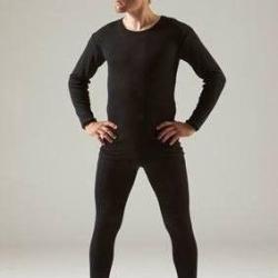 Maillot homme en laine et soie noir bleu &eacute;cru gris manches longues noir XL (extra large)