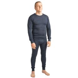 Maillot homme en laine et soie noir bleu &eacute;cru gris manches longues bleu XL (extra large)