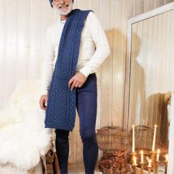 Cale&ccedil;on long homme hiver en laine m&eacute;rinos et soie noir gris S (small)