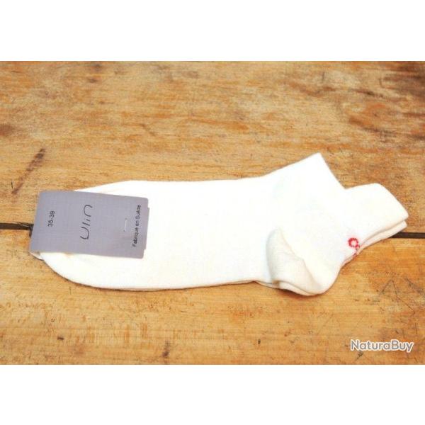 Socquettes femme en 60 laine fine noires ou blanches blanc �cru 35/39