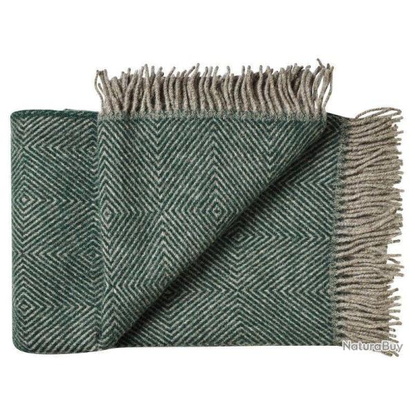 Plaid pure laine vierge scandinave � chevrons  vert ardoise