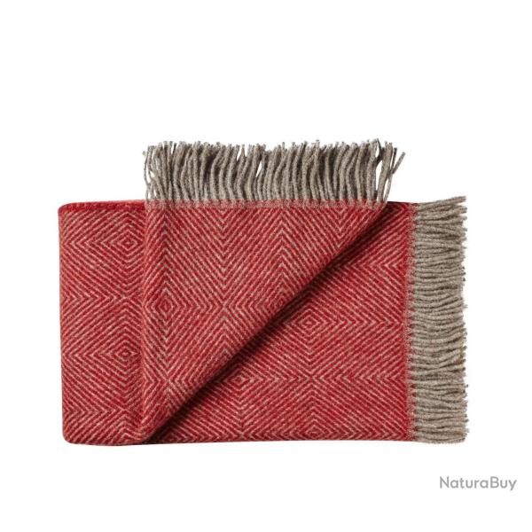 Plaid pure laine vierge scandinave � chevrons  rouge