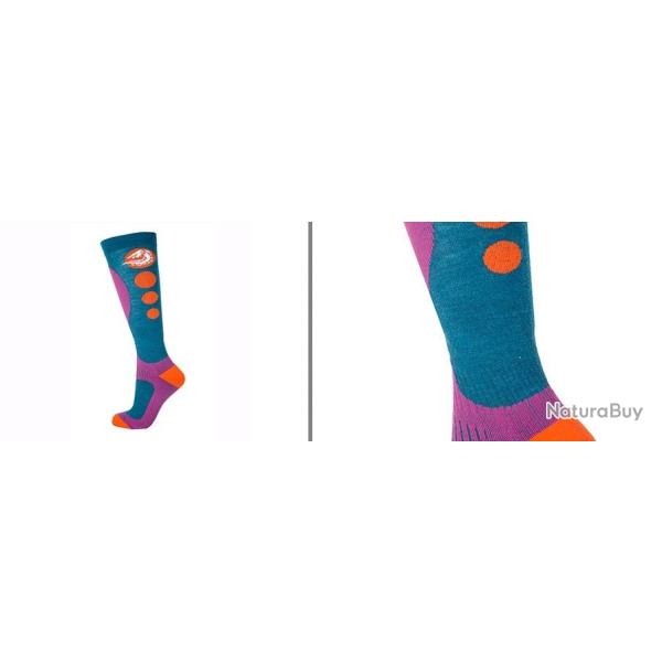 Chaussettes ski chaudes hautes en laine Comp�tition 40/42 rose Prune