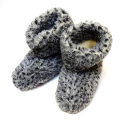 Chaussons boots enfant chauds en pure laine gris chin&eacute; 31/32