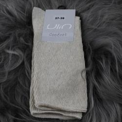 Chaussettes femme non comprimantes coton et ions d'argent pieds sensibles 43/45 beige