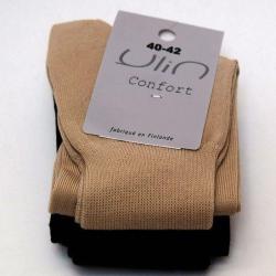 Chaussettes non comprimantes femme et homme coton jambes sensibles noir 37/39