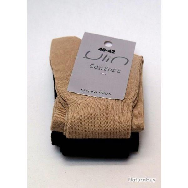 Chaussettes non comprimantes femme et homme coton jambes sensibles 34/36 beige