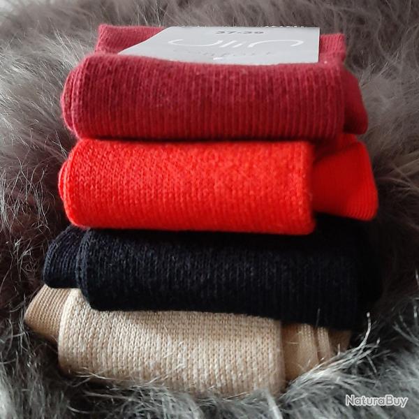 Chaussettes non comprimantes femme et homme coton jambes sensibles rouge 37/39