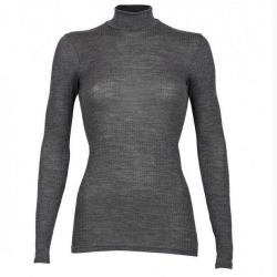 Maillot femme col montant pure laine m&eacute;rinos bleu. gris ou noir c&ocirc;tel&eacute; aubergine