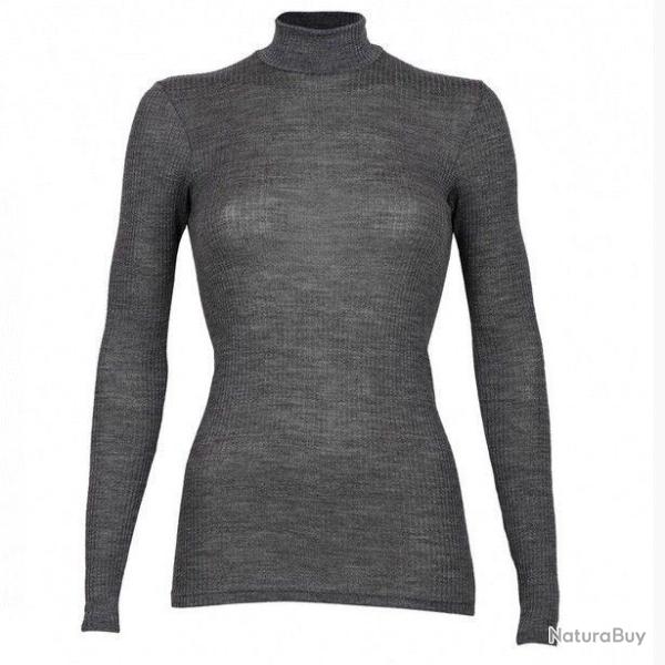 Maillot femme col montant pure laine m�rinos bleu. gris ou noir c�tel� aubergine