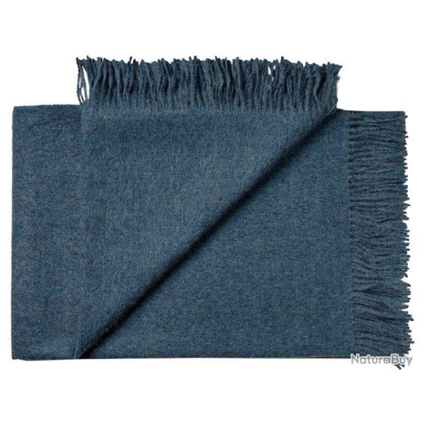 Plaid doux en pure laine Baby ALPAGA uni chin� bleu nuit