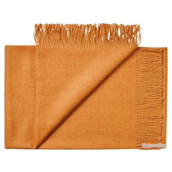 Plaid doux en pure laine Baby ALPAGA uni chin� jaune moutarde