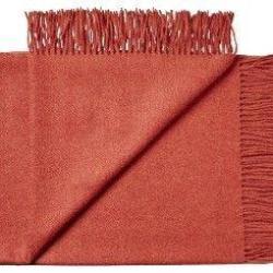 Plaid doux en pure laine Baby ALPAGA uni chin&eacute; rouille