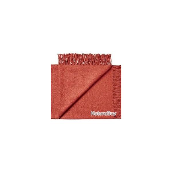 Plaid doux en pure laine Baby ALPAGA uni chin� rouille