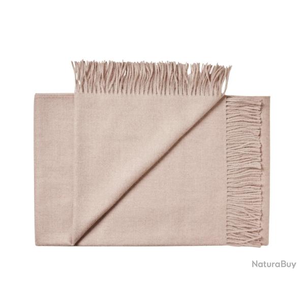 Plaid doux en pure laine Baby ALPAGA uni chin� rose poudr�
