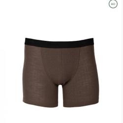 Boxer Homme maille c&ocirc;tel&eacute;e en pure laine m&eacute;rinos BIO 2XL beige fonc&eacute;