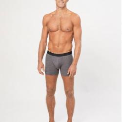 Boxer Homme maille c&ocirc;tel&eacute;e en pure laine m&eacute;rinos BIO 2XL gris anthracite