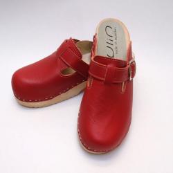 Sabot femme cuir confort et sabot cuir homme semelle flexible cuir rouge &eacute;carlate