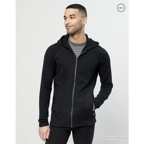 Veste Sweat � capuche chaud homme pure laine m�rinos gris anthracite noir