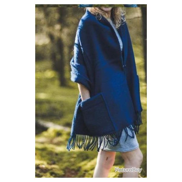 Etole chaude � poches en pure laine vierge bleu nuit