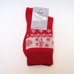 Chaussettes chaudes laine m&eacute;rinos jacquard nordique rouge 43/45