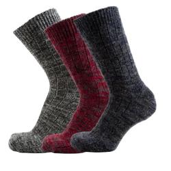 Lot de 3 paires de chaussettes chaudes laine chin&eacute;e 35/39 marine rouge gris
