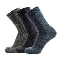 Lot de 3 paires de chaussettes chaudes laine chin&eacute;e 40/45 noir bleu gris