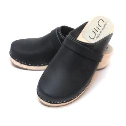 Sabots femme et homme en bois et cuir pour pieds fins cuir bleu V&eacute;g&eacute;tal